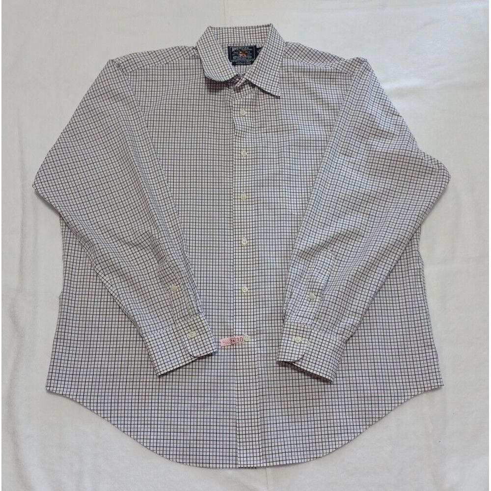 American Living Mens‎ Purple Grid Check Wrinkle Free Dress Shirt 17 34/35
